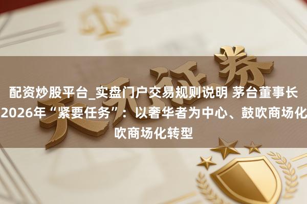 配资炒股平台_实盘门户交易规则说明 茅台董事长公开2026年“紧要任务”：以奢华者为中心、鼓吹商场化转型