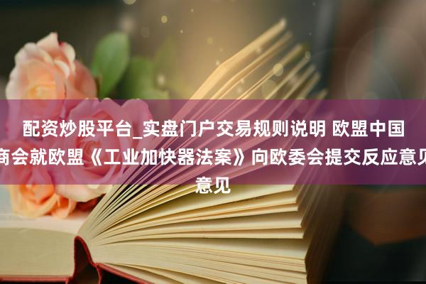 配资炒股平台_实盘门户交易规则说明 欧盟中国商会就欧盟《工业加快器法案》向欧委会提交反应意见